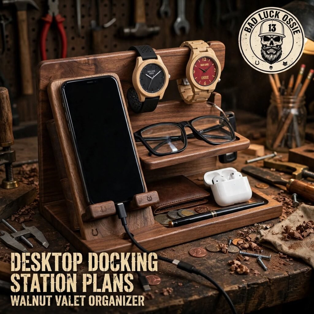 Desktop Docking Station Plans – Walnut Valet Organizer | Bad Luck Ossie Workshop