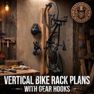 Vertical Bike Rack Plans with Gear Hooks – Bad Luck Ossie Workshop